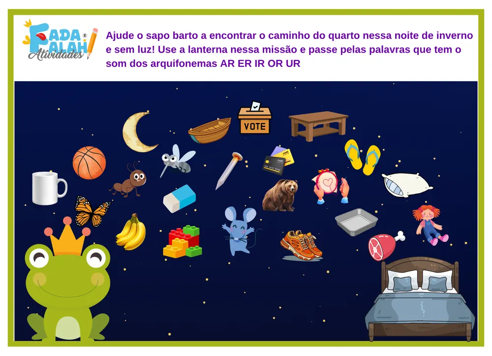 Página do Kit Arquifonema R, atividade do Sapo Barto