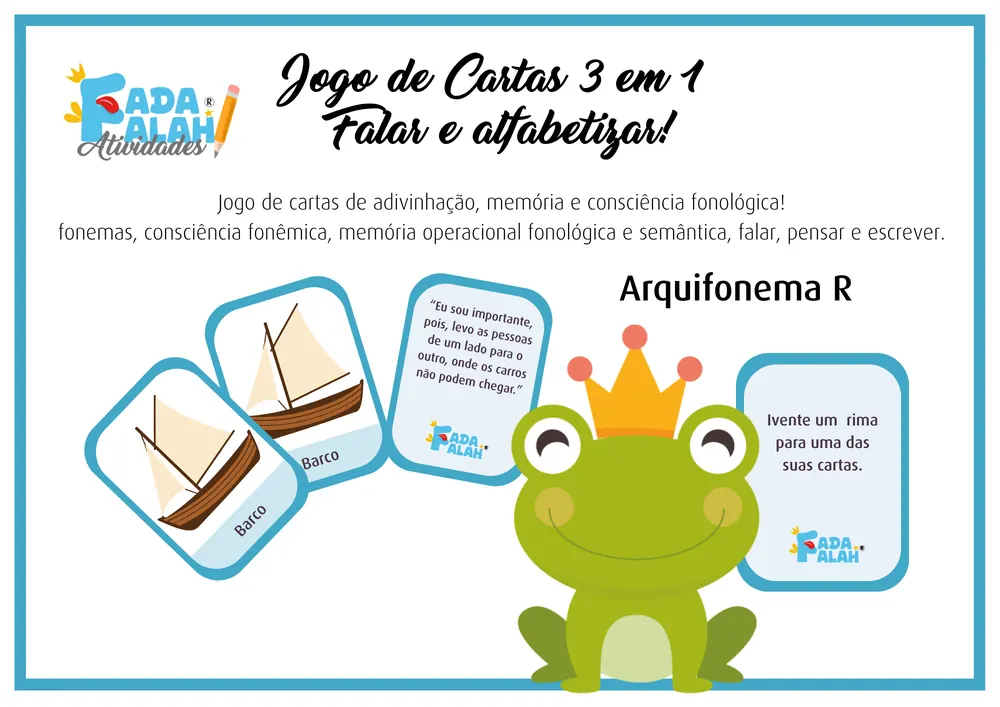 Capa do Jogo de Cartas Arquifonema R com o Sapo Barto